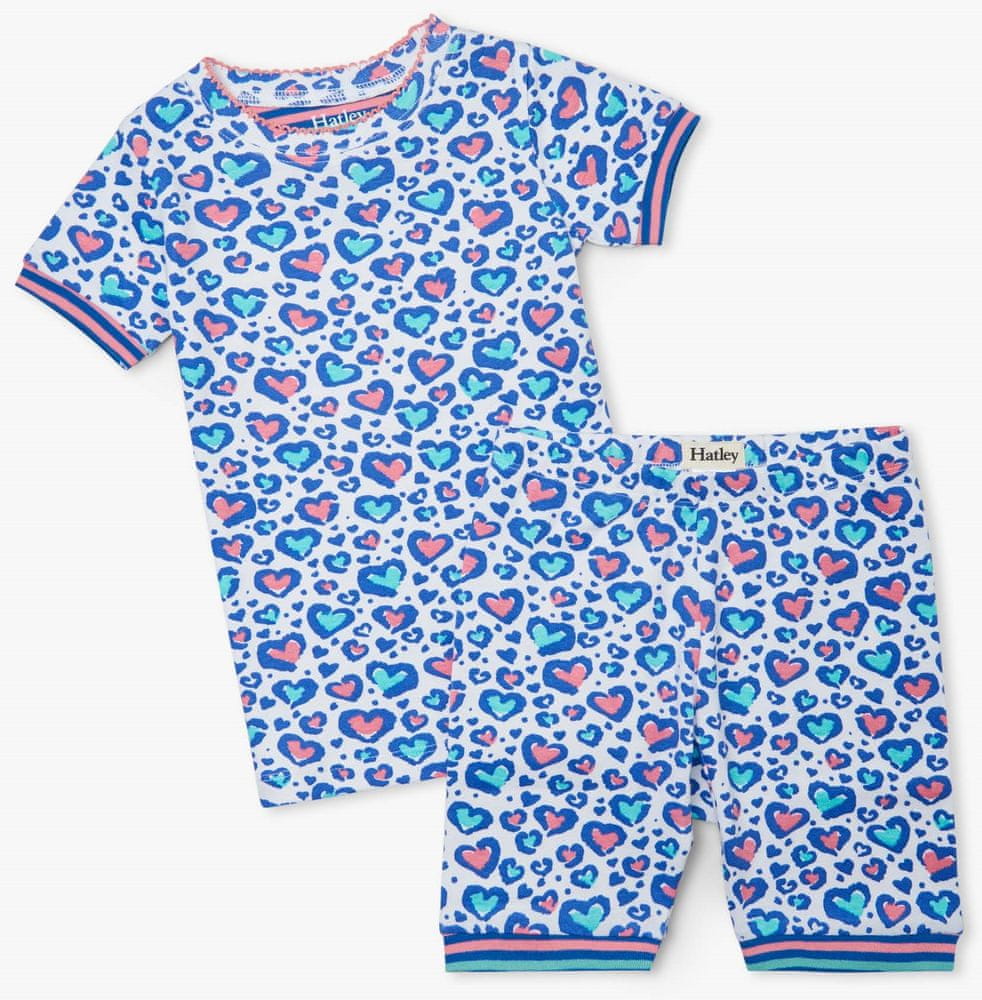Hatley dievčenské pyžamo z organickej bavlny Cheetah Hearts S21CHK2170 104 biela